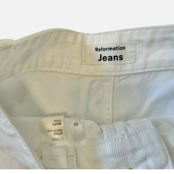 Reformation Marine Jeans White Denim High Rise Straight Leg Women's 24 - Picture 4 of 9